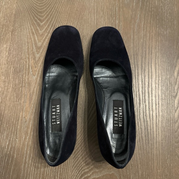 Vintage Stuart Weitzman‎ Suede Women's Size 8  Black Block Heel Square Toe - Picture 4 of 9